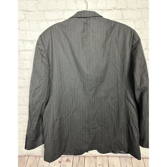 Jones New York Mens 2 Button Pure Wool Blazer Jacket Charcoal Blk Pin sz 44 - Picture 4 of 5